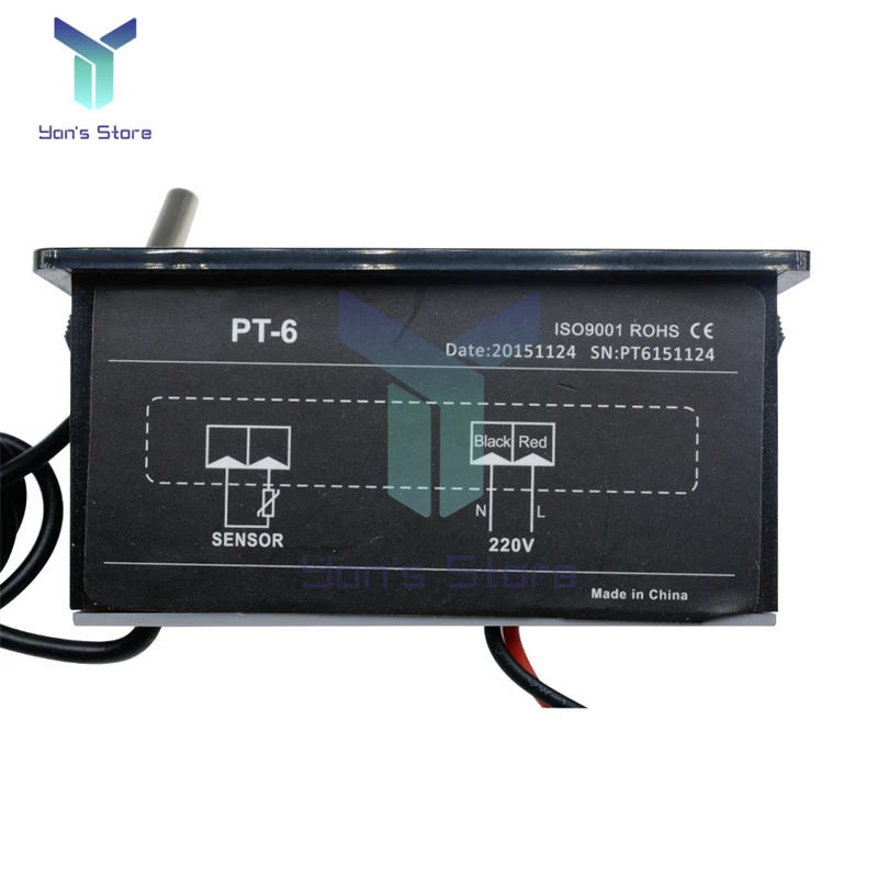 PT-6 AC 220V Digital Car Thermometer Vehicle Temperature Meter Monitor AC Newest Automotive Thermometer With 2M NTC Sensor