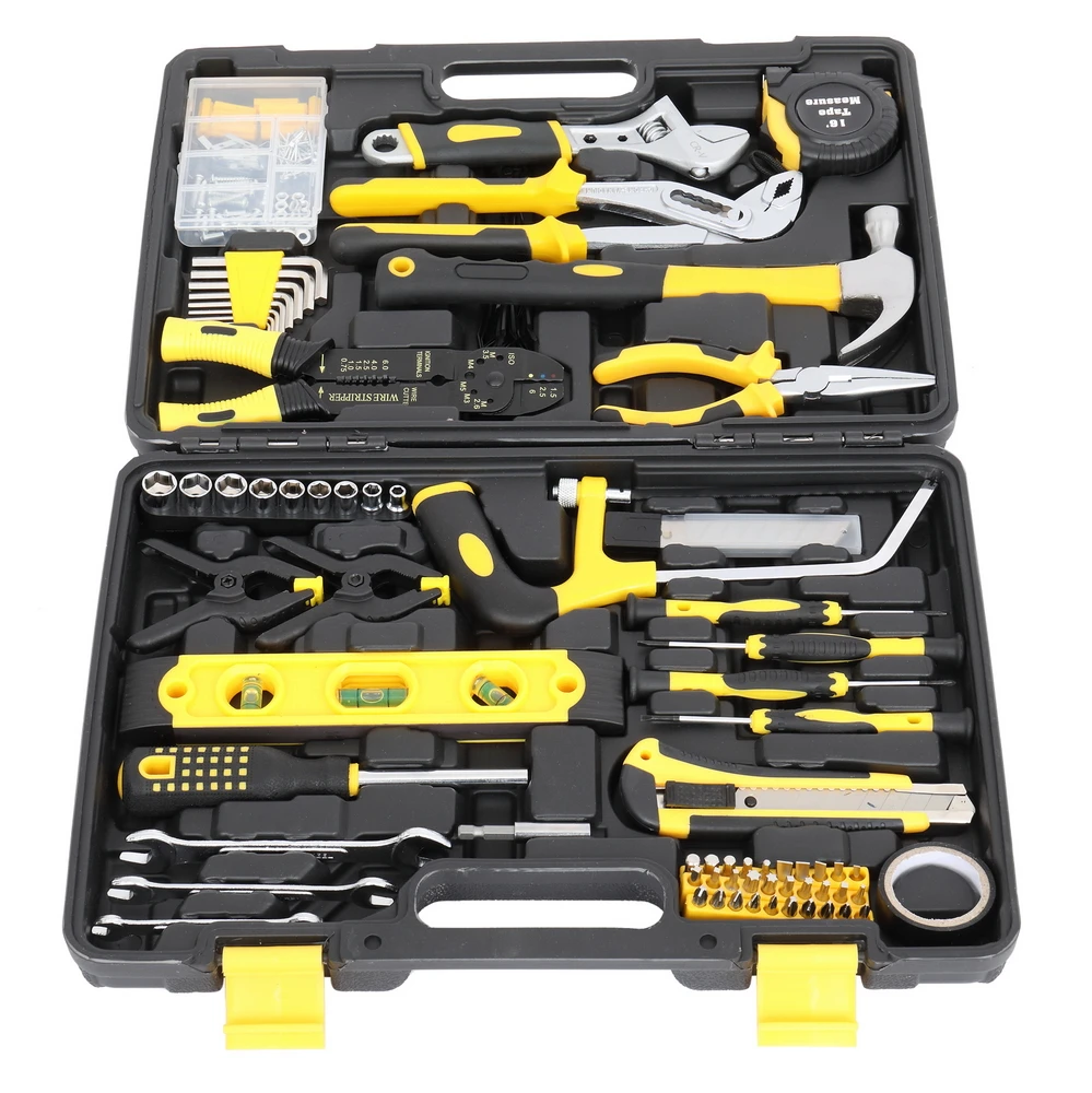 218pcs Iron Household Tool Set Black  Hand Tools  US Warehouse In Stock