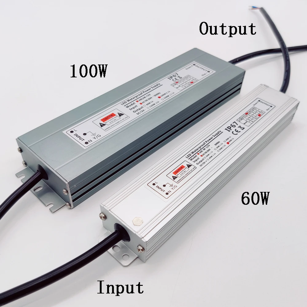 12W 20W 36W 60W 100W transformator oświetleniowy DC12V 24V wodoodporny zasilacz IP67 AC100V-265V sterownik LED