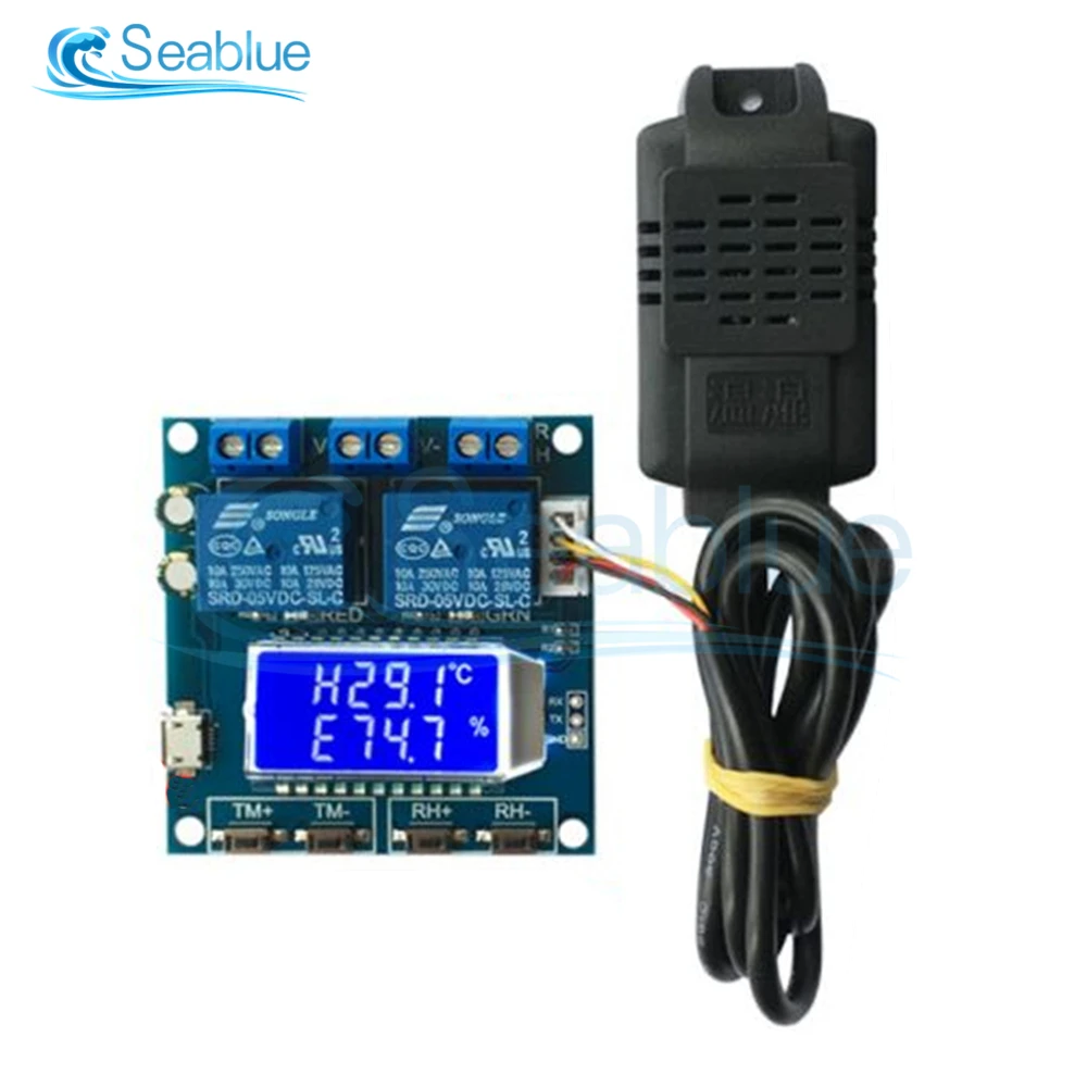 DC 12V 24V 10A SHT20 moduł kontrolera temperatury i wilgotności LCD cyfrowy wyświetlacz termometr termostat higrometr ogrzewanie/chłodzenie