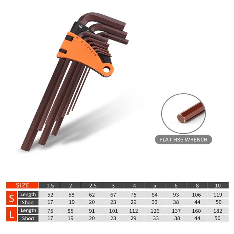 육각 렌치 세트 스크루 드라이버 유니버설 알렌 키 1.5mm-10mm 9PCS 더블 엔드 L 타입 육각 플랫 볼 스패너 미터법 핸드 툴