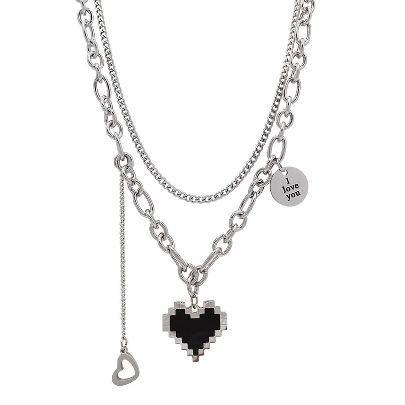 2022 New Senior Fashion Women Pendant Necklaces Fine Double Link Chain Metal Heart Party Necklace Jewelry Gift