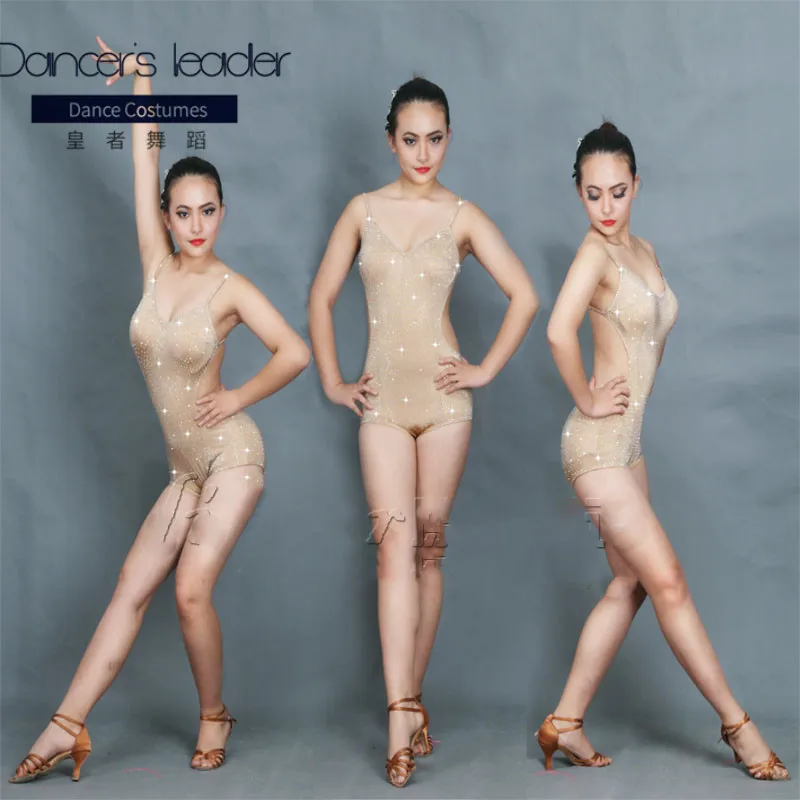 Trajes de dança latina mulher salsa trajes de dança salsa pólo trajes de dança pele nude halter halter macacão