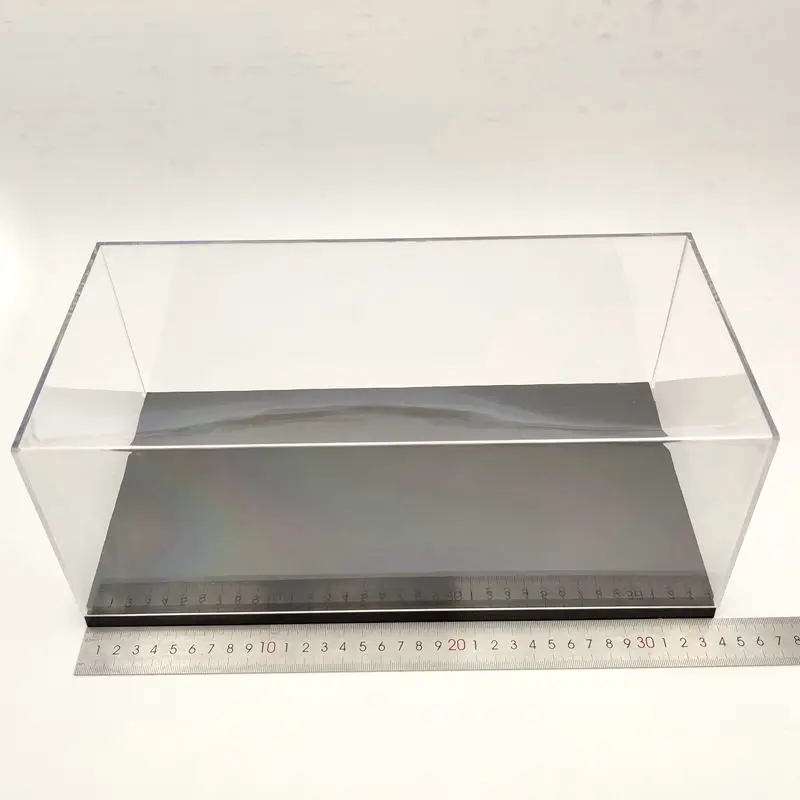 34cm Acrylic Case Display Boxes Transparent Dustproof Stand with Black Base for 1:18 Scale Car Models Toys Gifts