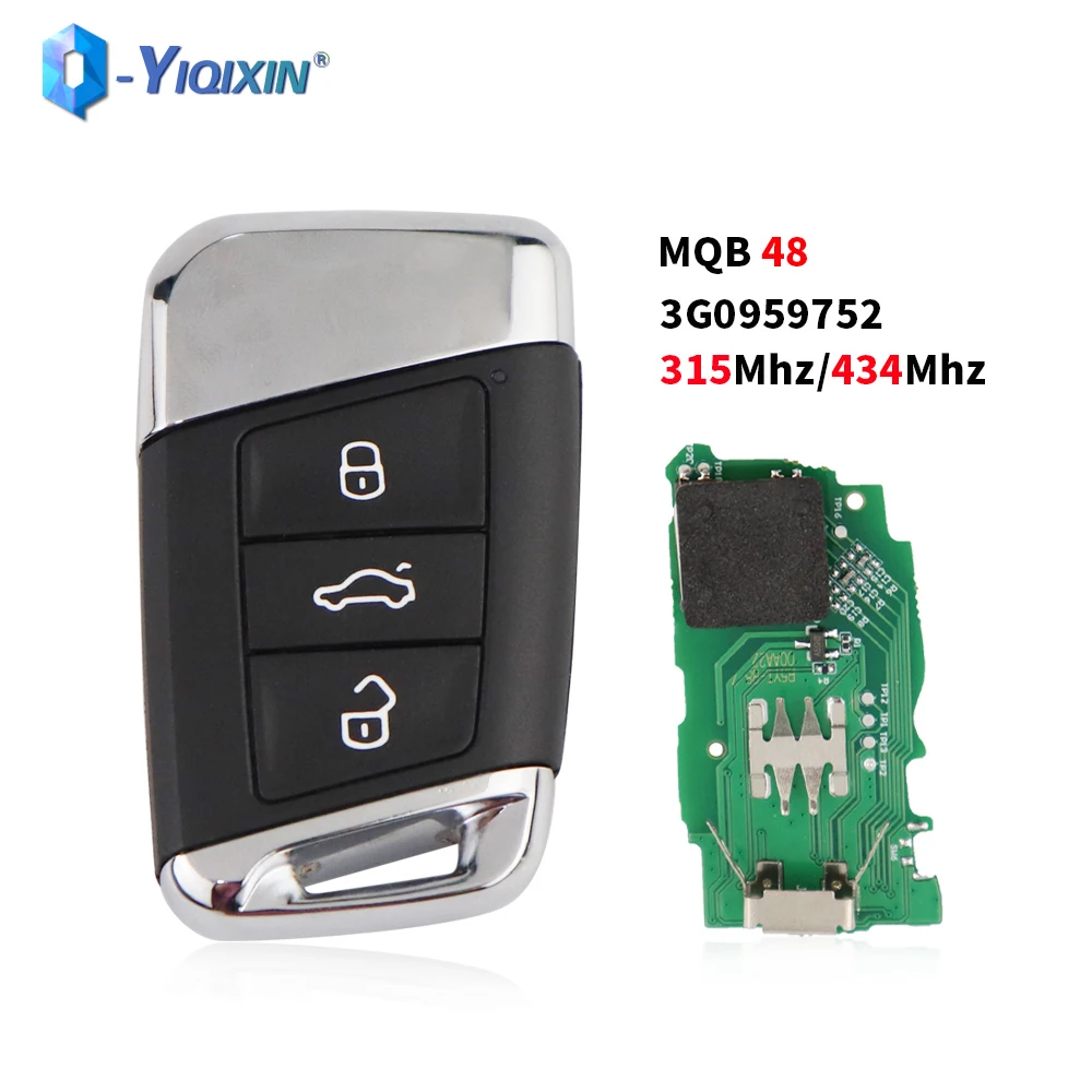 YIQIXIN 315 434Mhz Remote Car Key For Volkswagen VW Passat Magotan B8 Skoda A7 Variant 2014-2020 Auto Fob MQB48 Chip 3G0959752