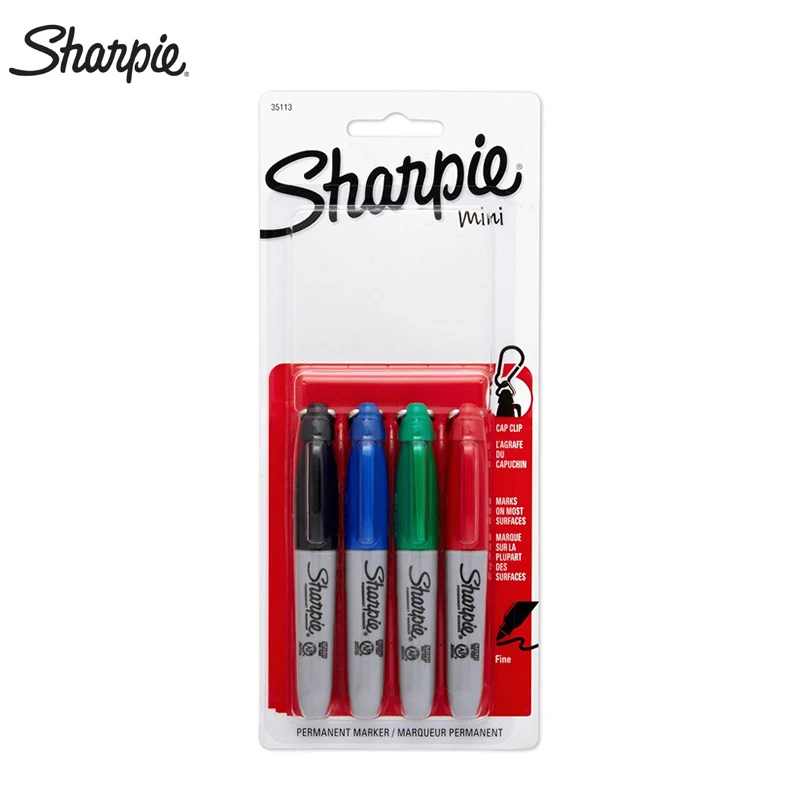 4/8pcs Sharpie 35113 Compact Mini Marker with Keychain Carrying Oily Marker Stationery Dust-Free Purification Marker