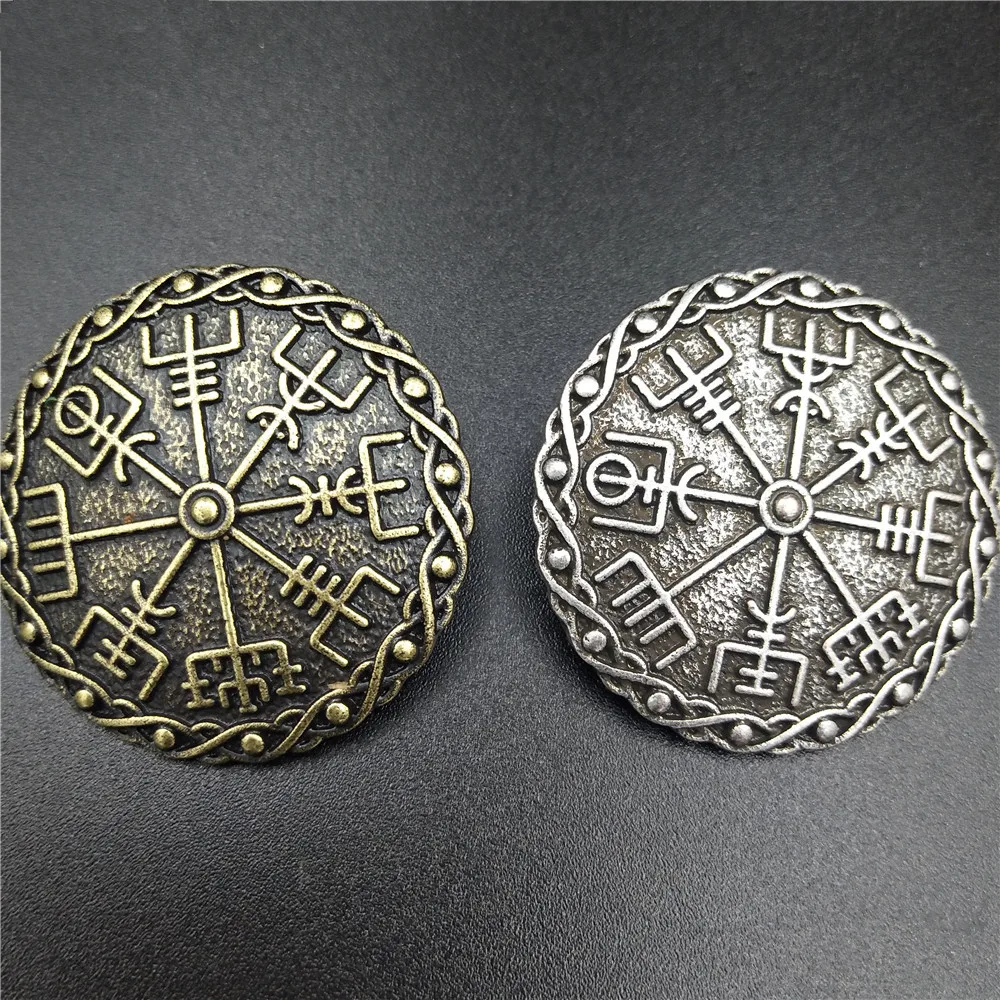 Nordic Viking Vegvisir Scandinavian Compass runes runic Pin Elder Futhark Badge Wicca Norse Brooch Ancient Mythology Asatru Jewe