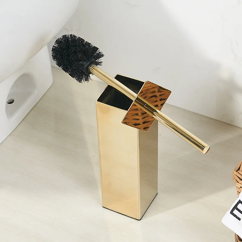 

Vidric 304 Golden toilet brush set floor ,Bathroom toilet brush kit, no dead-free perforated toilet brush holder gold color