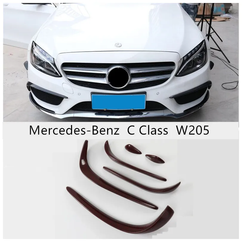 For Mercedes-Benz C Class W205 C180 C200 C260 C300 2015-2018 Front Lip Spoiler Carbon Fiber & ABS Grill Bumper Diffuser Spoilers