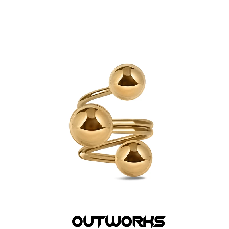 Outworks New Ins Super Fire Fine Golden Ball Interstellar Orbit Retro Hip Hop Adjustable Ring For Women Girl Jewelry Gift