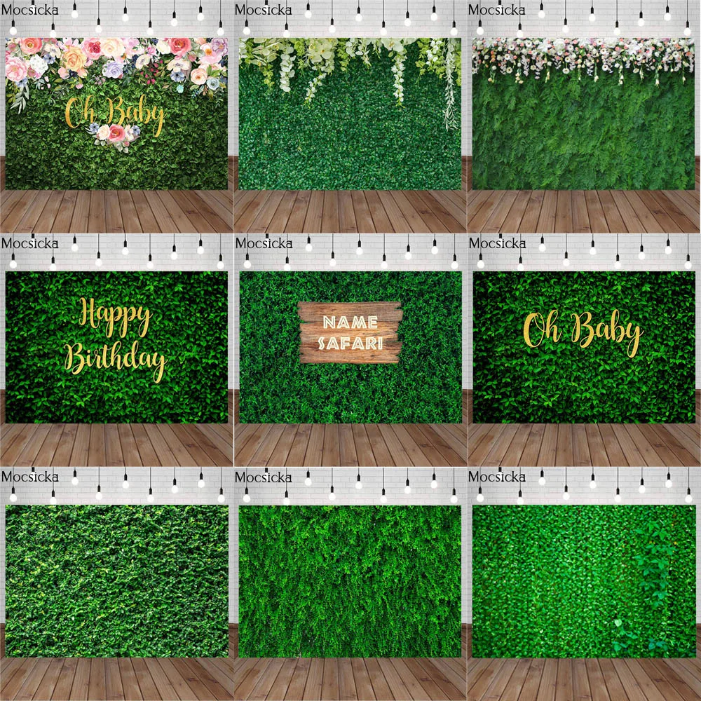

Mocsicka Green Grass Photography Background Wedding Flower Newborn Baby Child Portrait Photo Backdrops Decoration Props Studio