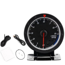 60MM Car Tachometer Red & White Lighting 0-9000 Rpm gauge Black face Rpm Meter Car gauge Car meter