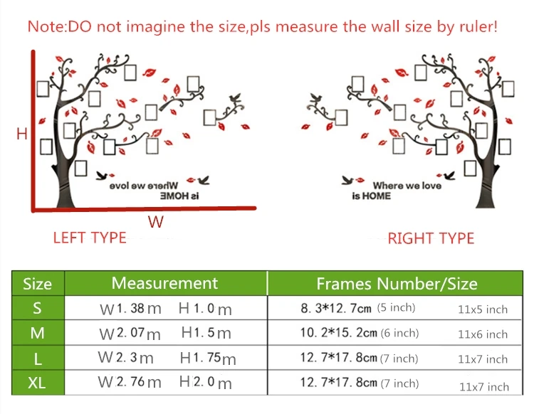 Acrylic 3D Mirror Wall Stickers DIY Photo Frame Tree Wall Decals Family Photo Tree Wall Stickers for TV Background Wall Decor