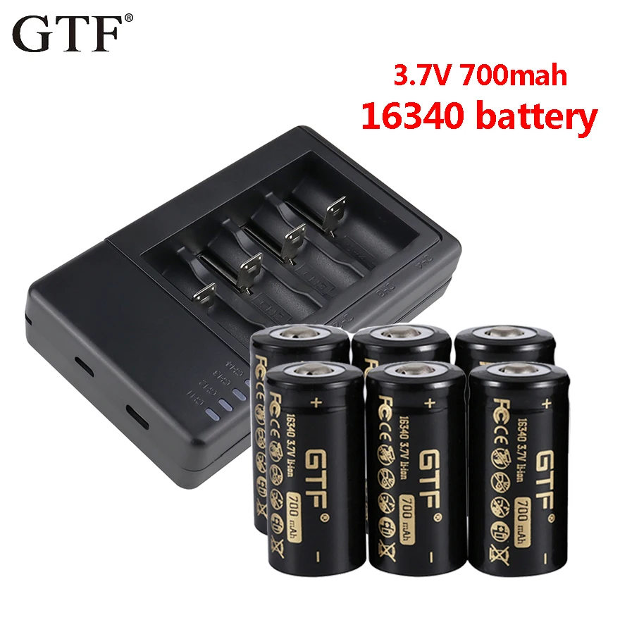 GTF 16340 3.7V 700Mah CR123A Pin Sạc LI-ion Cho Đèn LED Kèm USB Thông Minh Pin Sạc CR123