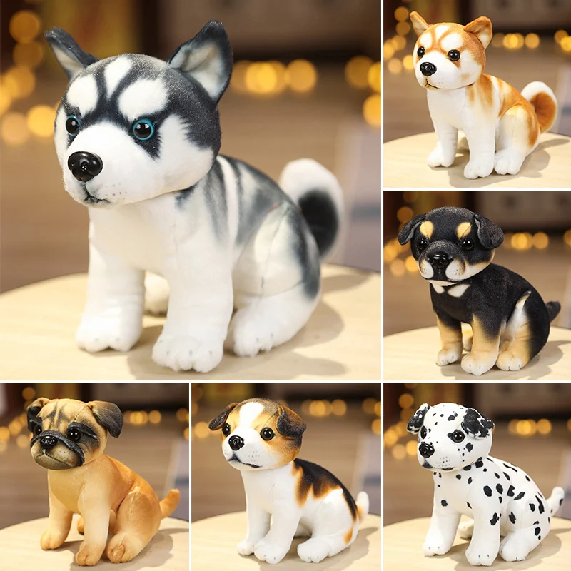 1PC 18CM Real Life Dog Doll Simulation Plush Stuffed Animal Toys Kawaii Kids Girl Birthday Gift Room Sofa Decor