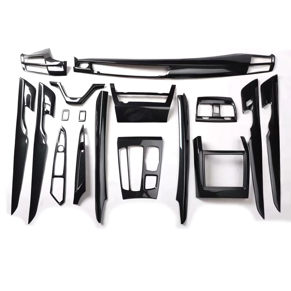 17pcs/set Car Interior Trim For BMW X5 2014-2018 Left Hand Drive Dashboard Door Panel Gear Shift Frame ABS Styling Moldings