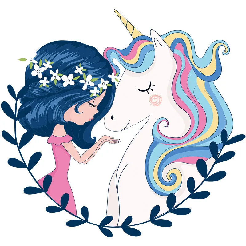 Girl Unicorn Applique Stickers For Jeans Popular Family DIY Clothing Accessories Fashion Flower Patches