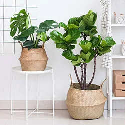 22CM/27CM/32CM/38CM/45CM Large Seagrass Wickerwork Basket Rattan Hanging Flower Pot Dirty Laundry Hamper Storage For Home Garden