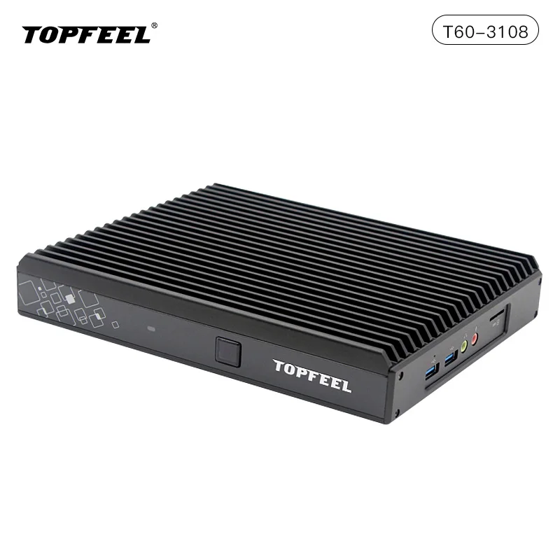 Topfeel t60m fanless completo mini pc industrial 4k suporte linux baixo consumo de energia i3 portátil computador embutido