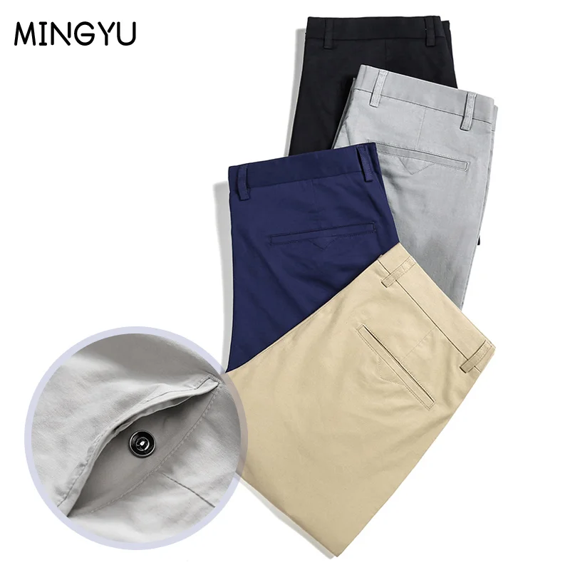 

Mingyu Brand Spring Summer New Fashion Business Straight Men Casual Pants 98% Cotton Khaki Gray Man Trousers Plus Size 28-40