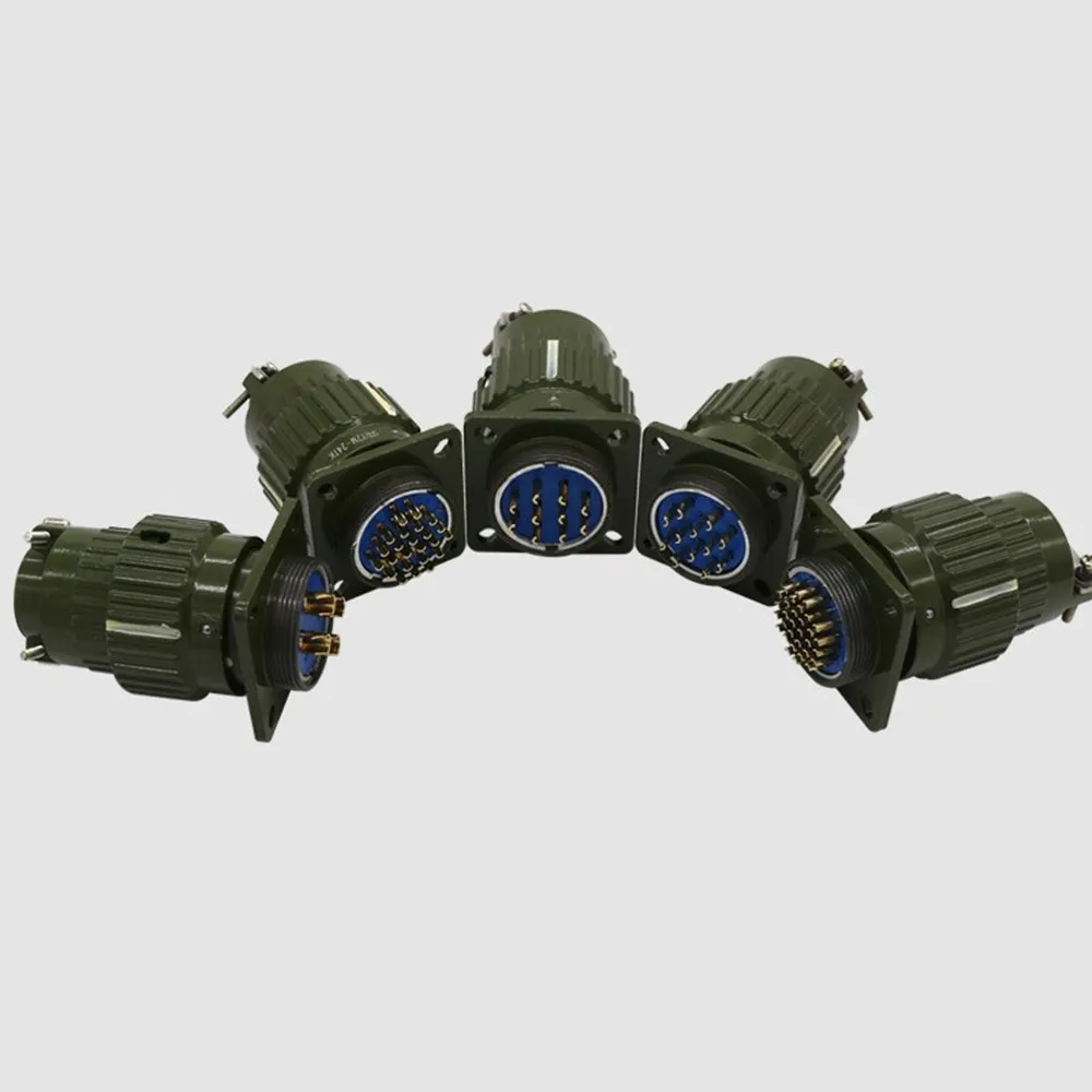 Y28M-4/7/8/10/12/14/19/24/32/37 Pins Cylindrical Circular Connector Army Green Aviation Plug Socket