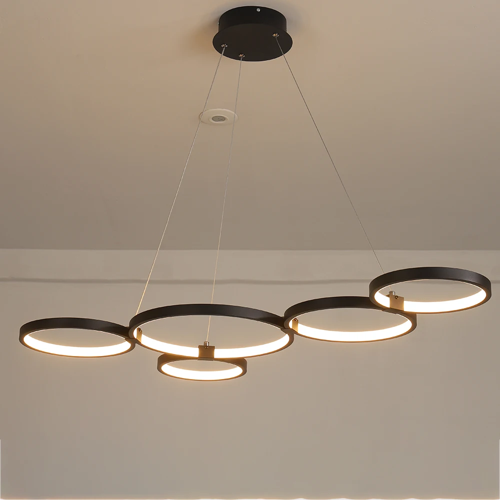 Circle Rings modern led ceiling lights for living room Bedroom Aluminum Black Color Surface Mounted AC85-265V Ceiling Lamp