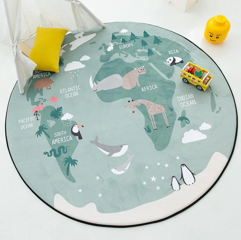 Kids Play Game Mats Round Carpet Rugs Mat Cotton Crawling Blanket Floor Carpet For Kids Room Decoration Playmat Baby Girl Gifts