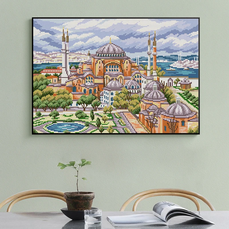 Kit punto croce paesaggio urbano di Istanbul 14CT 11CT conteggio tessuto tela ricamo Set fai da te cucito a mano decorazione della casa regalo