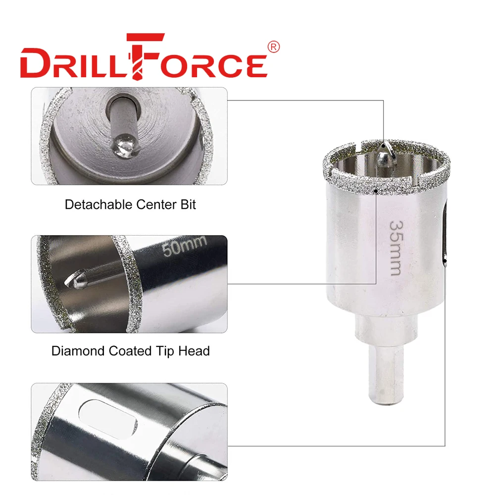 Кольцевая пила Drillforce 16-100 мм, колонковое сверло, открывалка, режущие инструменты для Mable, керамическое стекло с центральным сверлом