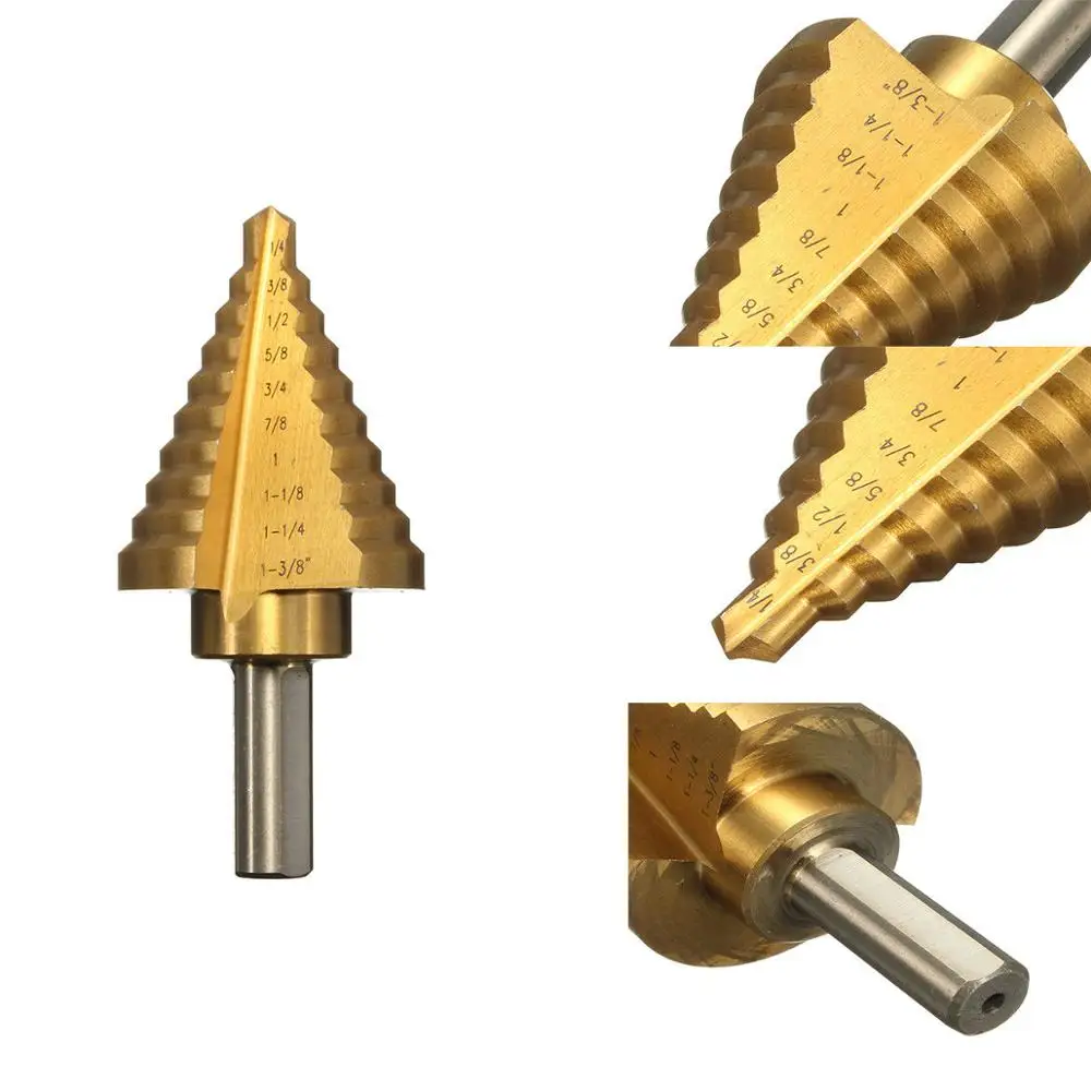 ROLKETU 1/4 'ถึง1-3/8' ไทเทเนียม10ขั้นตอนเจาะBit HSS Cobalt Unibitเครื่องมือสำหรับแผ่นโลหะ