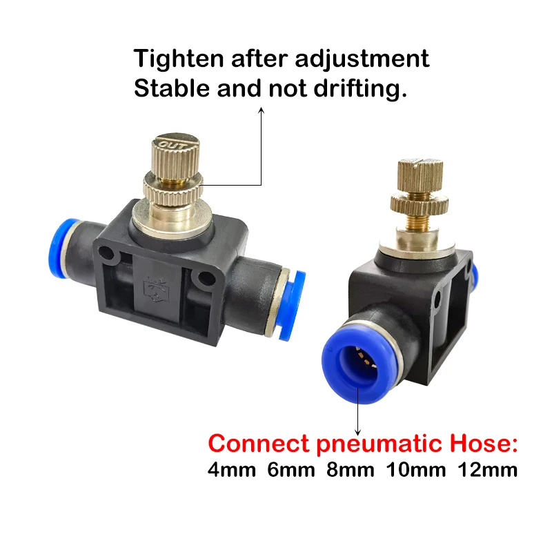 6PCS LSA Pneumatic Fittings Adjustable Flow Control Valve Speed Air Pressure Regulator Valves Throttle Quick Release Fitting