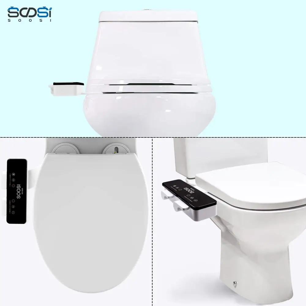 

SOOSI Non-Electric Mechanical Toilet Seat Bidet Attachment Ultra Thin Dual Nozzle Sprayer Fresh Water Spray for Personal Hygiene