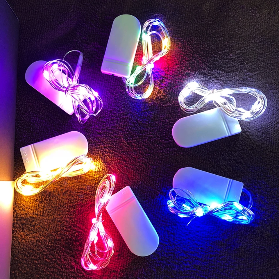 Wodoodporne bajkowe oświetlenie CR2032 zasilany z baterii LED Mini oświetlenie bożonarodzeniowe lampa z drutem miedzianym na wesele Xmas Garland