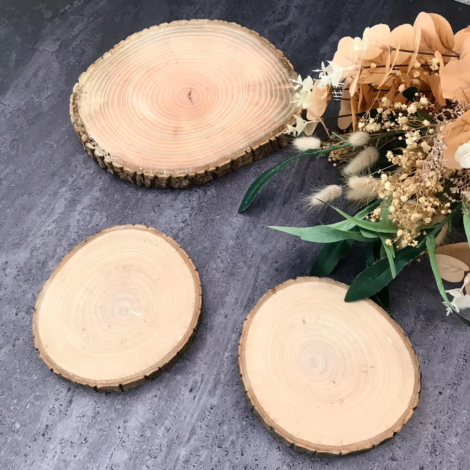 Log Of Wood Natural Round Slice Tree Bark Discs Cake Rustic Wooden Stand Wedding Party Painting Decor Home Decoration 10-20 CM