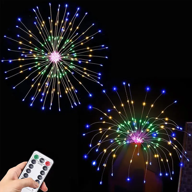 

120LED Waterproof Exploding Star Firework Lamp Christmas Fairy Lights Copper Wire Lamp Dandelion String Lights Garden Home Decor