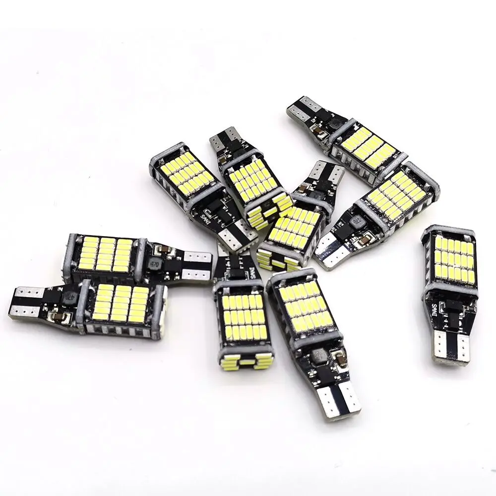 10pcs Car LED Bulb T15 W16W 4014 45SMD W5W LED Signal Light Super Bright White Canbus No error DC12V Reverse Parking Back Lamps