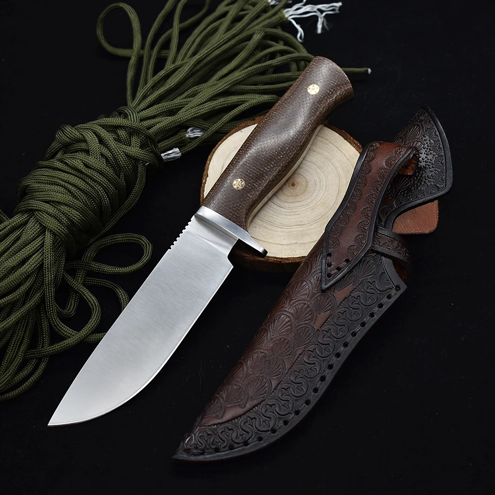 M390 Powder Steel Straight Knife Tactical Outdoor Camping Hunting Survival Life-Saving Fixed Knife Sharp Fishing Knife EDC Tool