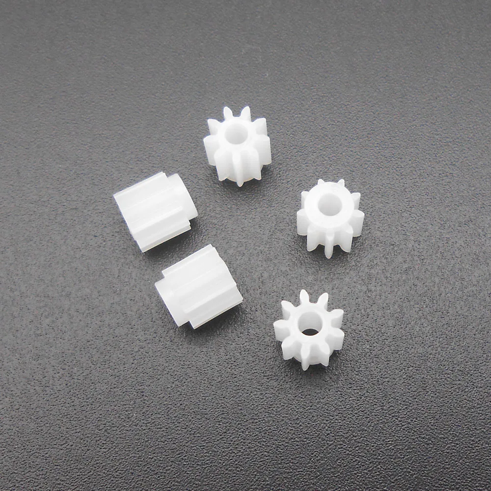 10個/ロット プラスチック製スパー92Aショルダー0.5Mピニオンギア 9歯 穴2mmタイトトイモーターパーツアクセサリー 9T 1.95MM 2A 5.3MMX5.5MM