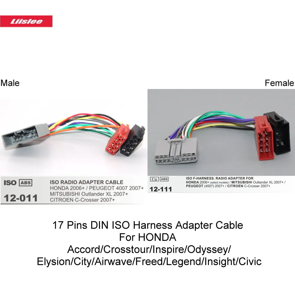 

17 Pins DIN ISO Harness Adapter Cable For HONDA Accord/Crosstour/Inspire/Odyssey/Elysion/City/Airwave/Freed/Legend/Insight/Civic