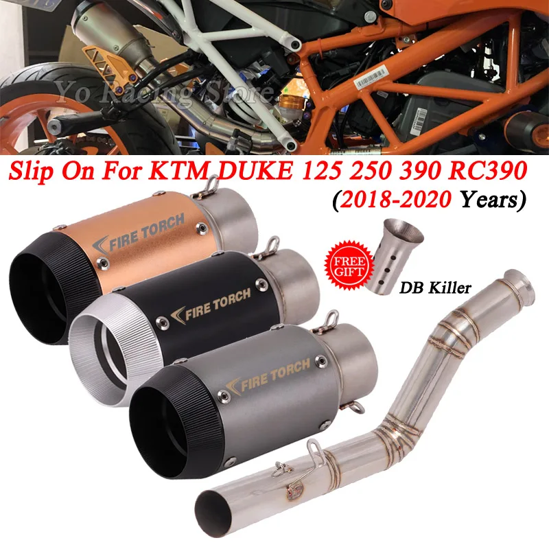 

Slip On For KTM DUKE125 250 390 Rc125 RC250 RC390 2017-2021 Motorcycle Exhaust Escape Modify Muffler Middle Link Pipe Silencer