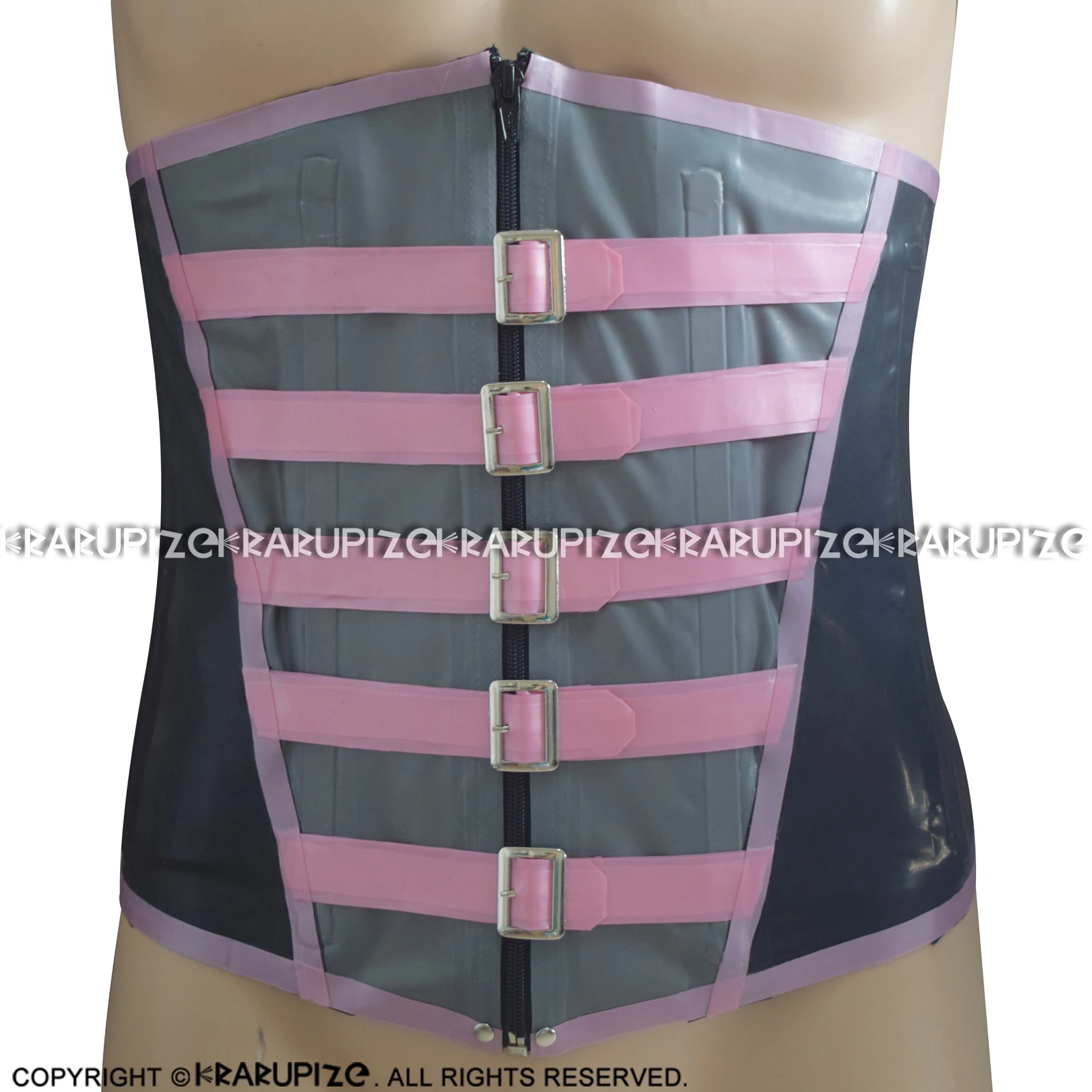 Black And Pearl Pink Silver Sexy Latex Corsets With Buckles Rubber Bustiers Top Clothing CY-0019