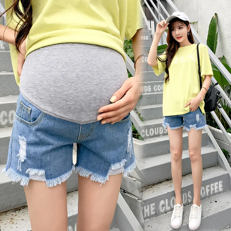 Jeans curto de maternidade para gestantes, calças jeans, roupas de gravidez, nova chegada, venda quente, verão, 2023