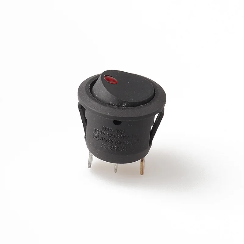 Sakelar Rocker Perahu 3Pin KCD2-101NM Posisi Snap-In SPST dengan Tembaga Lampu Merah