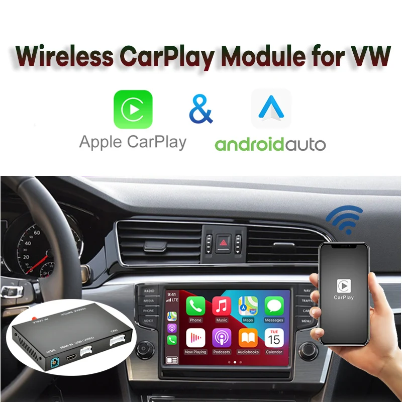 

Wireless CarPlay Android Auto for Volkswagen VW Polo Golf Touareg Tiguan Teramont Passat 2017-2019 Module Box Video Interface