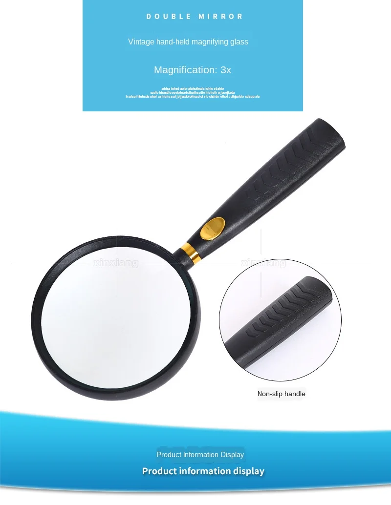 Handheld 5x Glass HD Reading Amplifier Portable Magnifying Glass for Students and the Elderly to Read Books and Newspapers