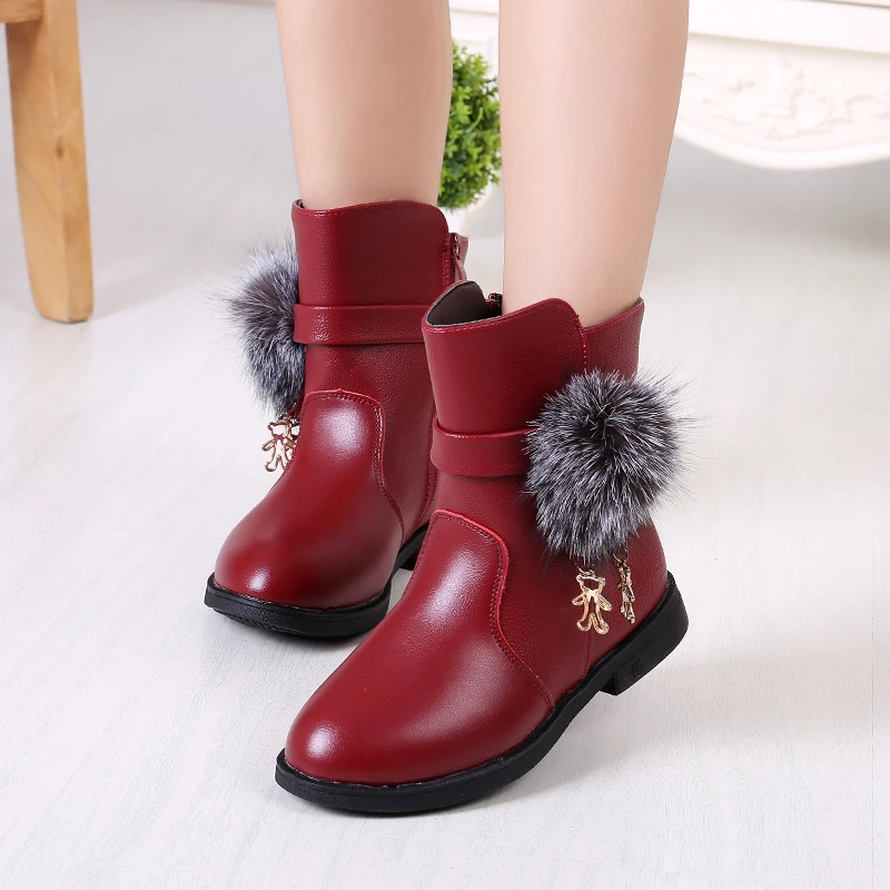 2019 Autumn Winter Non-slip Children Boots Girls PU Leather High Boots Fashion Big Child Princess Girls Shoe Large size 27-36