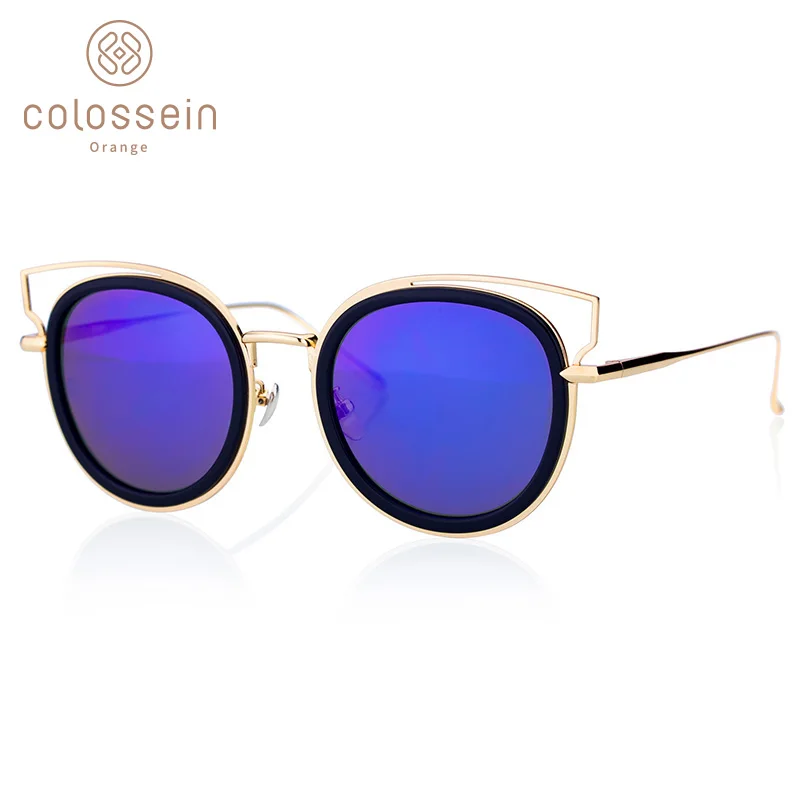 COLOSSEIN Pinglas Modern Cat eye Sunglasses Luxury Design Street Classic Coating Glasses Women Summer Sun block Eyewear Female