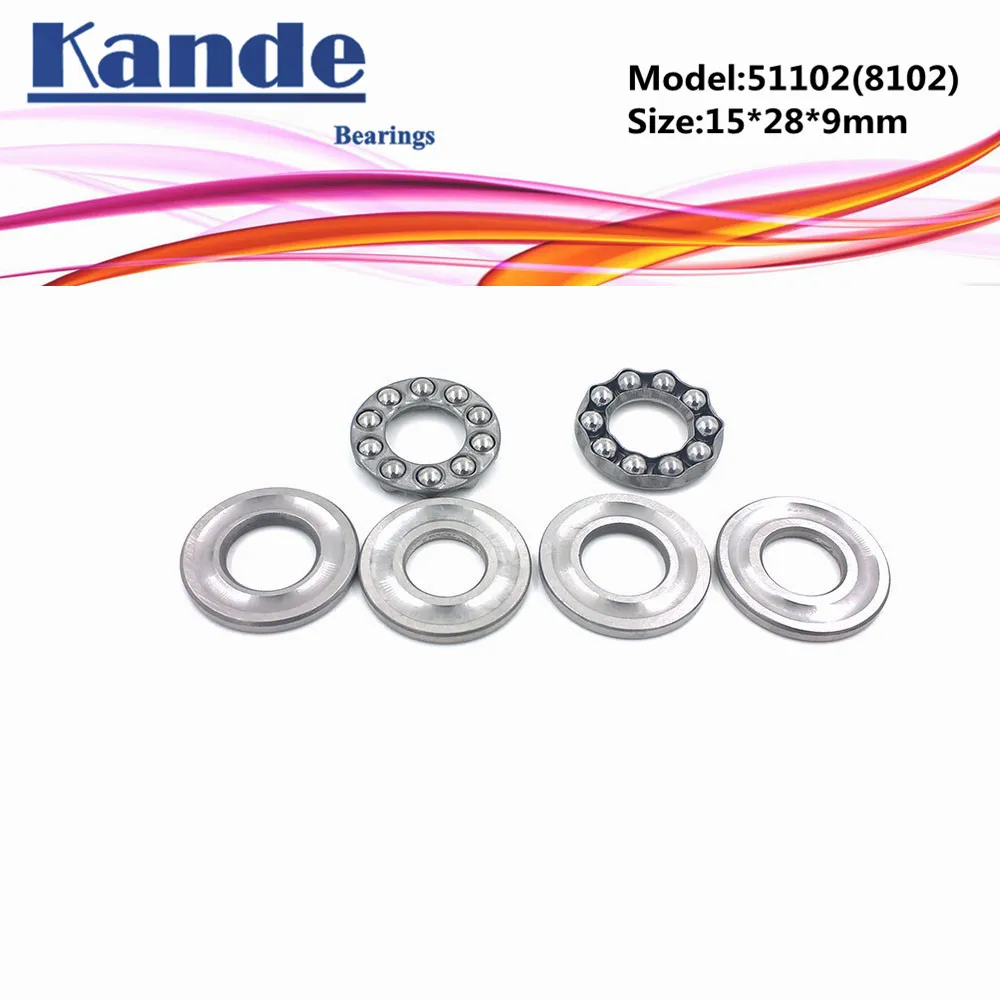 

51102 8102 4pcs 15x28x9 bearing ABEC-1 Flat Thrust Ball Bearing 15x28x9mm Axial thrust bearing 8102 Kande Bearings