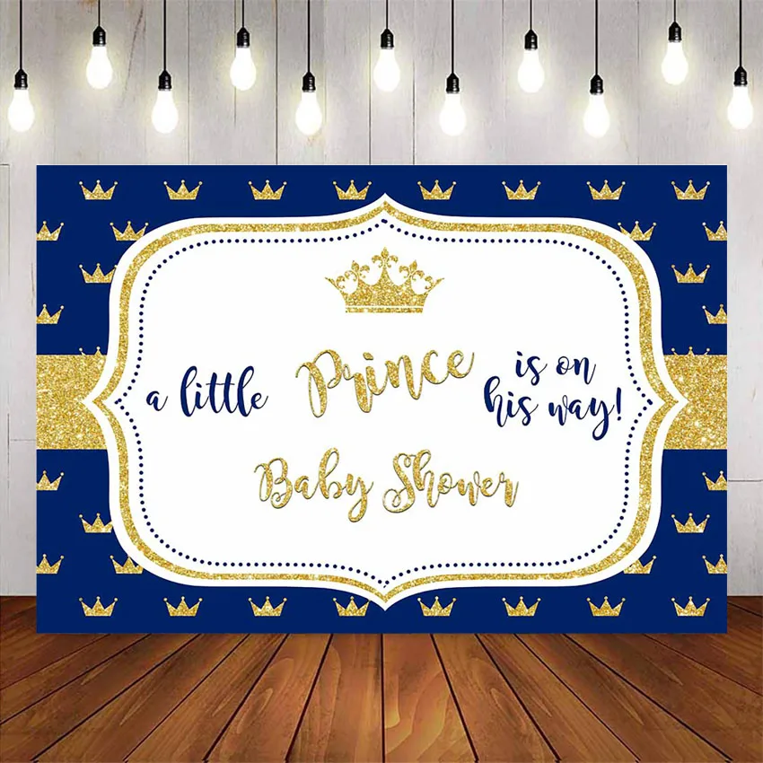 Prince baby shower party decoration blue theme background for photo studio little prince photo background crown baby shower