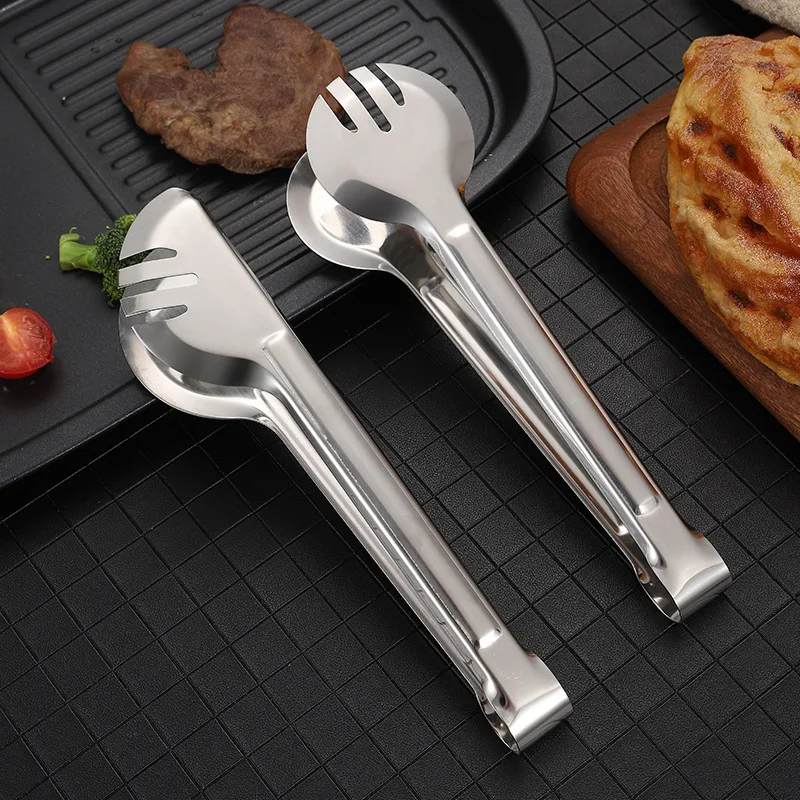 Kitchen Stainless Steel Food Steak Tongs Non-Slip Bread Salad  Buffet Cooking Multifunction Clip Clamp Home Restaurant BBQ Tools